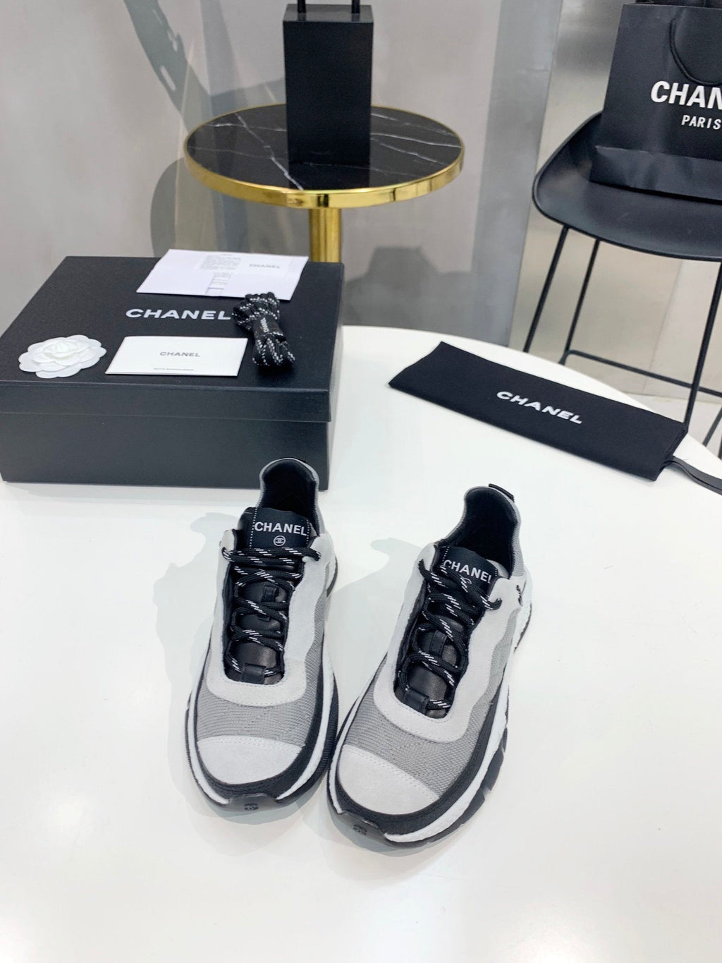 Chanel Open Shoes Grey/White