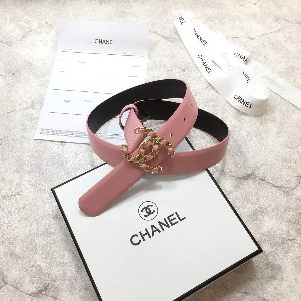 Chanel Belt With Double C Buckle Pink