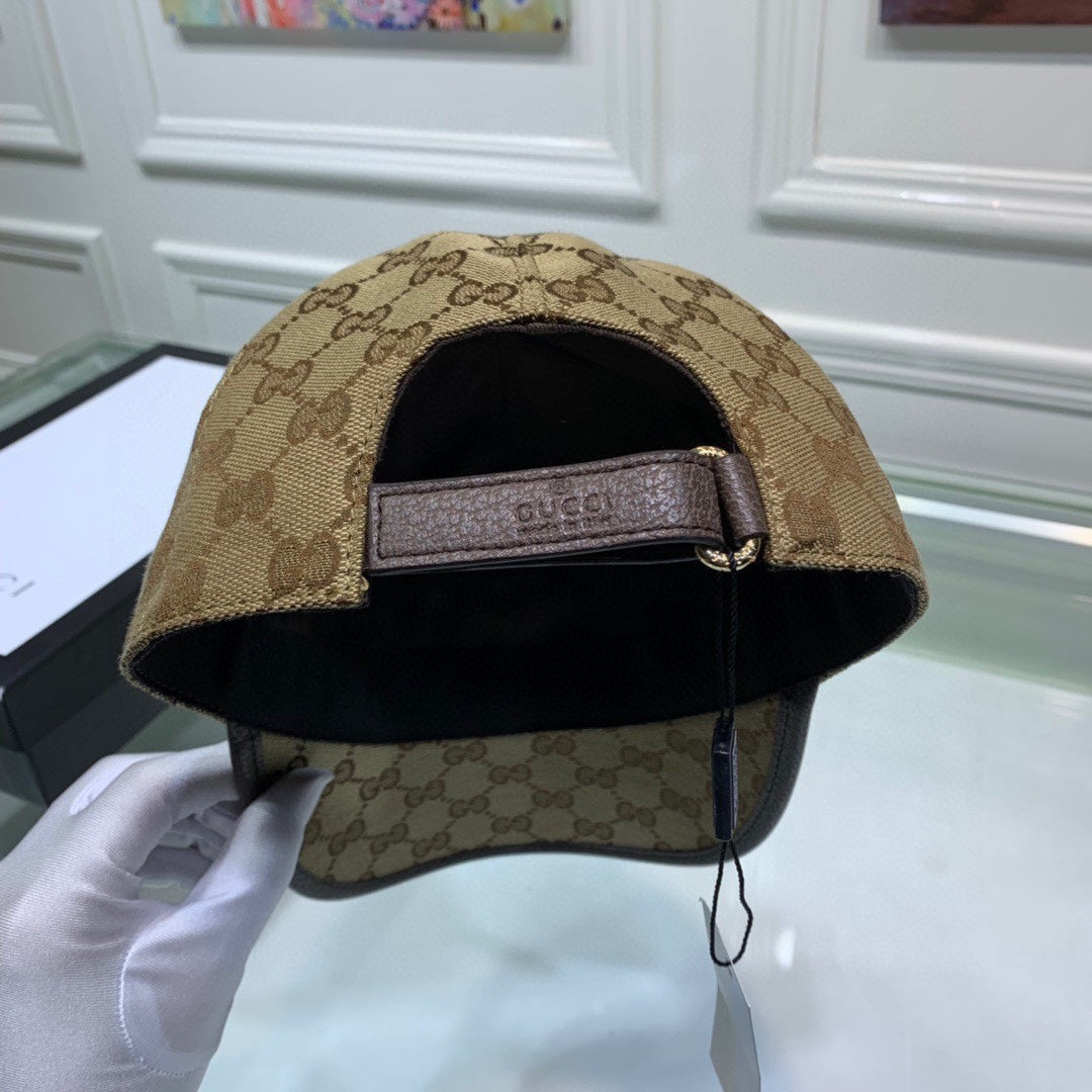 Gucci Canvas Baseball Cap with Web Brown