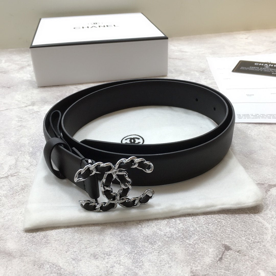 Chanel Belt With Double C Buckle Black