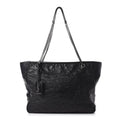 Saint Laurent Niki Crinkled Matelasse Monogram Large Shopping Black Calfskin Leather Tote