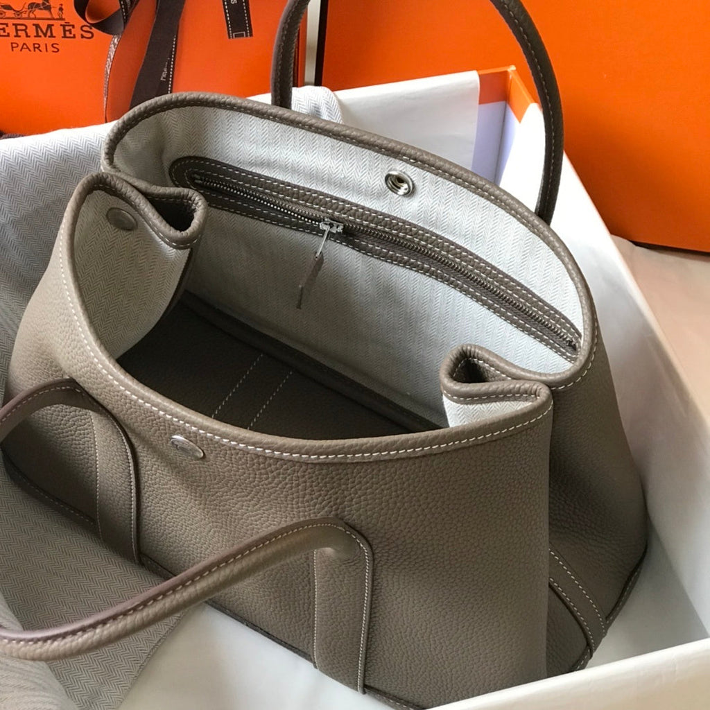 Hermes Garden Party 30cm Bag Dark Grey