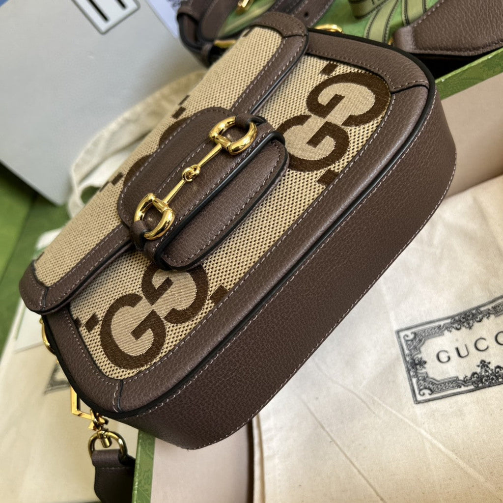 Gucci Horsebit 1955 Jumbo GG Mini Bag 21cm 658574 Brown