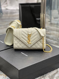 Saint Laurent Small Bag In Mix Matelasse 21cm Beige