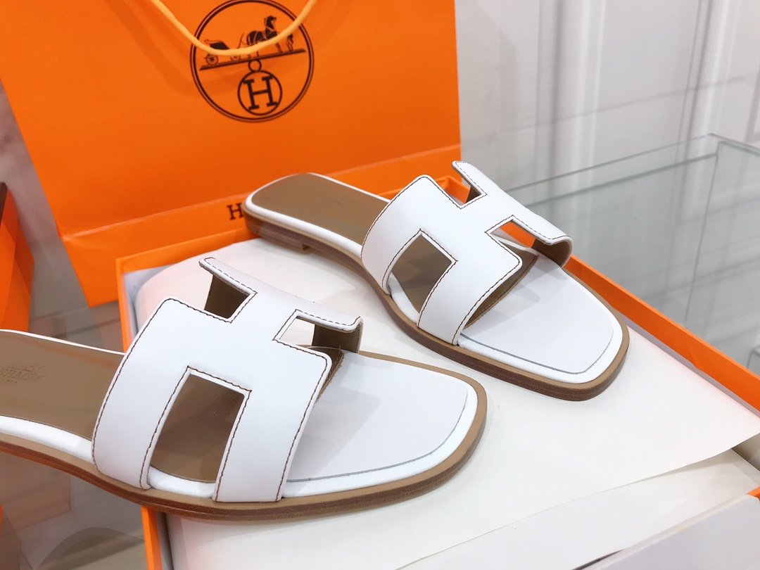 Hermes Oran Sandal White