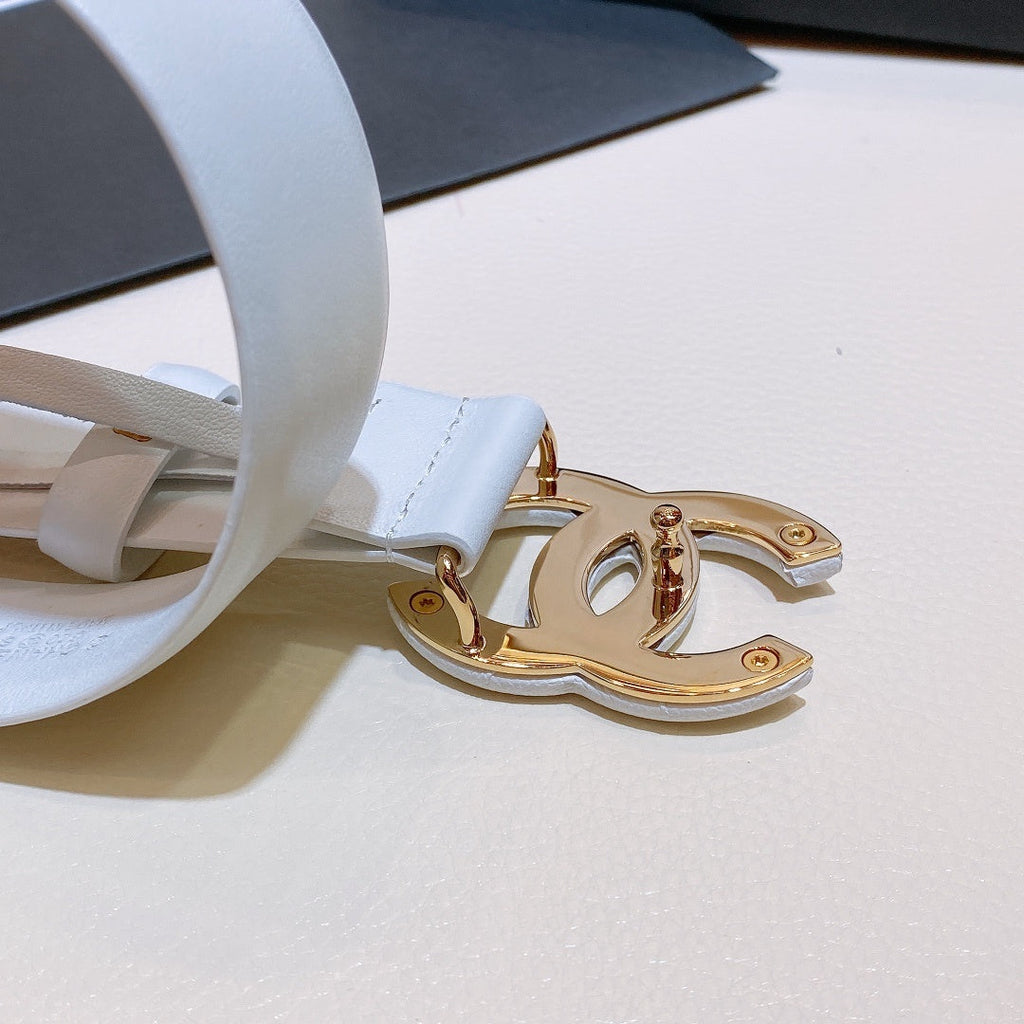 Chanel Belt With Double C Buckle White