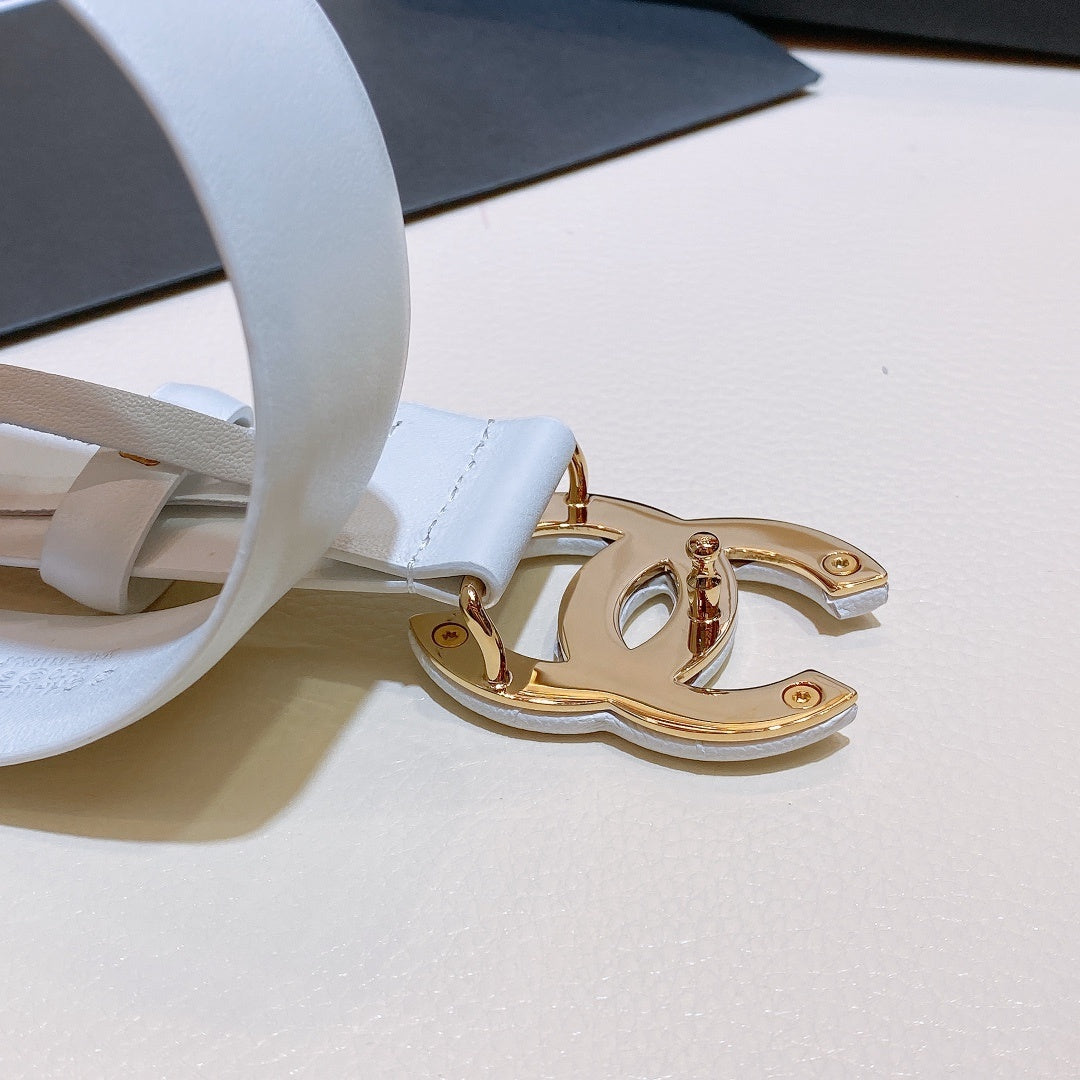 Chanel Belt With Double C Buckle White