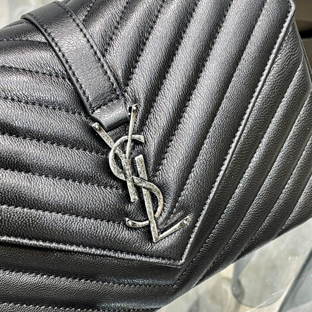Saint Laurent College Medium Chain Bag With Silver Hardware 24cm