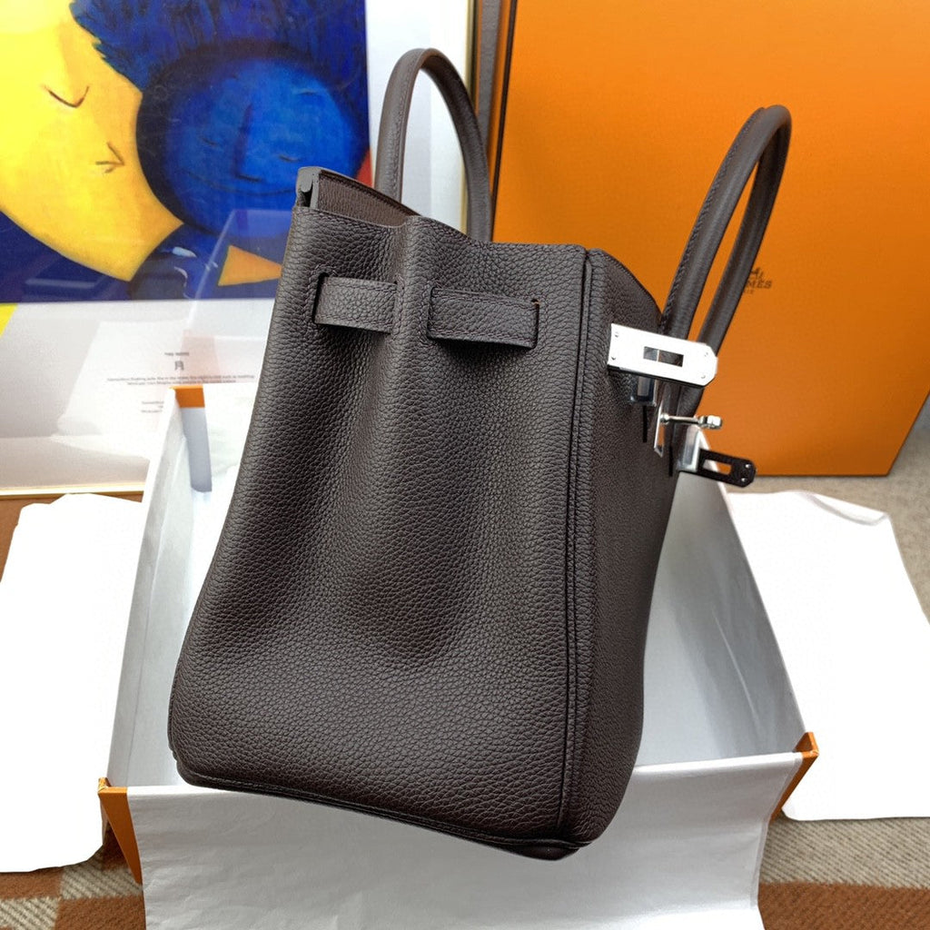 Hermes Birkin 30 Nata Swift Silver Hardware Dark Brown