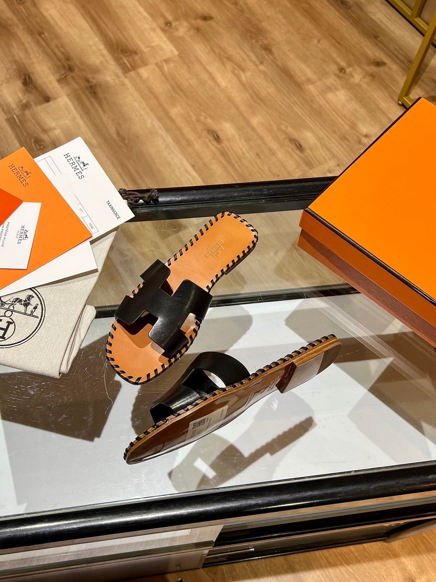 Hermes Oran Sandal Brown/Black