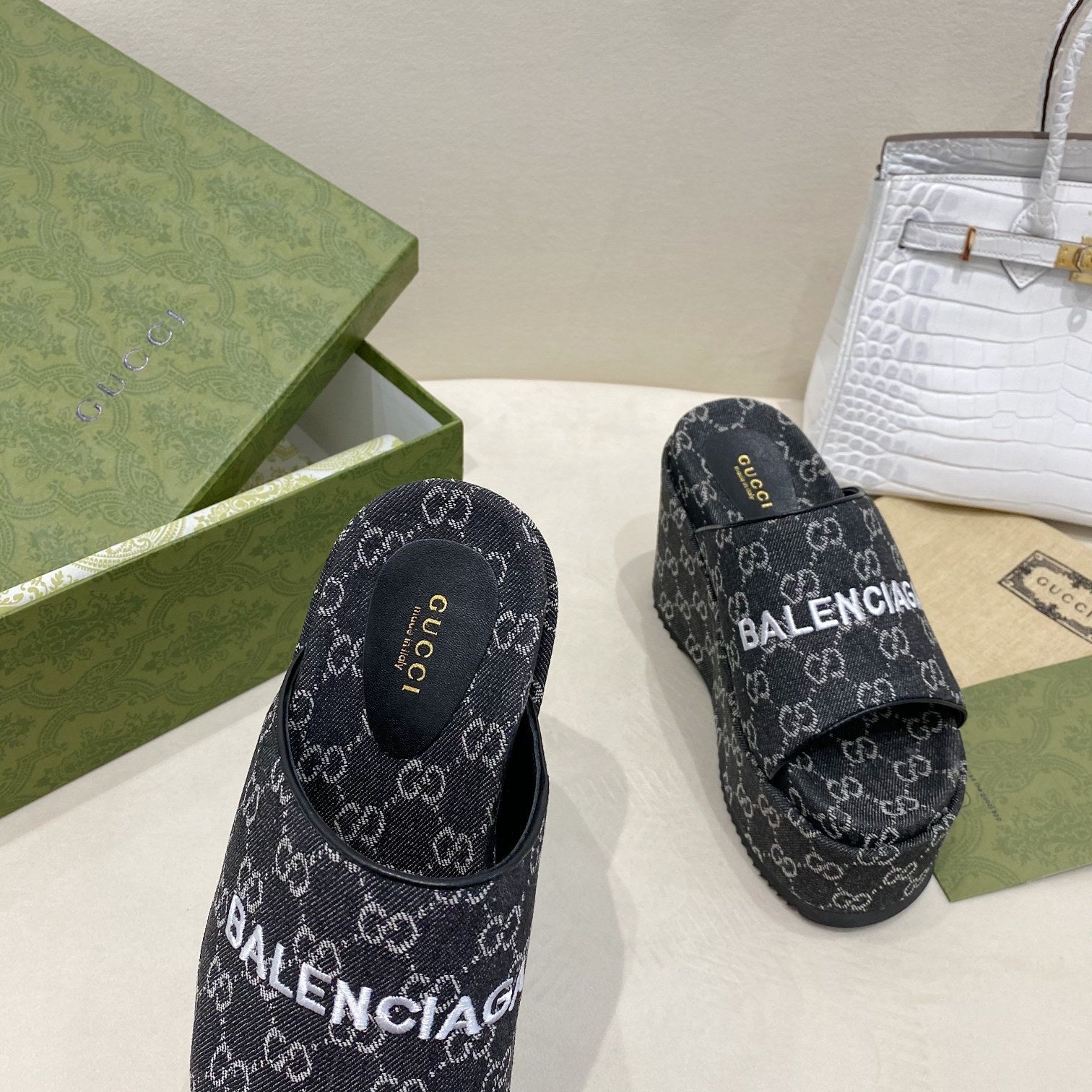 Gucci Balenciaga Platform Slide Sandal Black