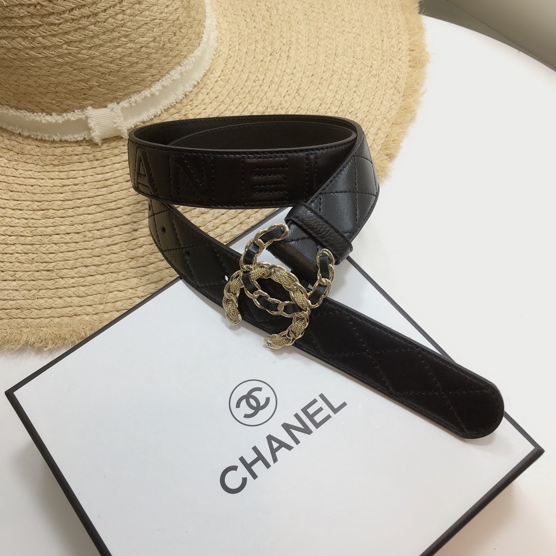 Chanel Belt With Double C Buckle Black