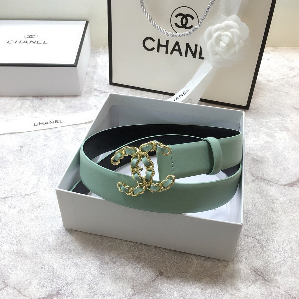 Chanel Belt With Double C Buckle Jade Green