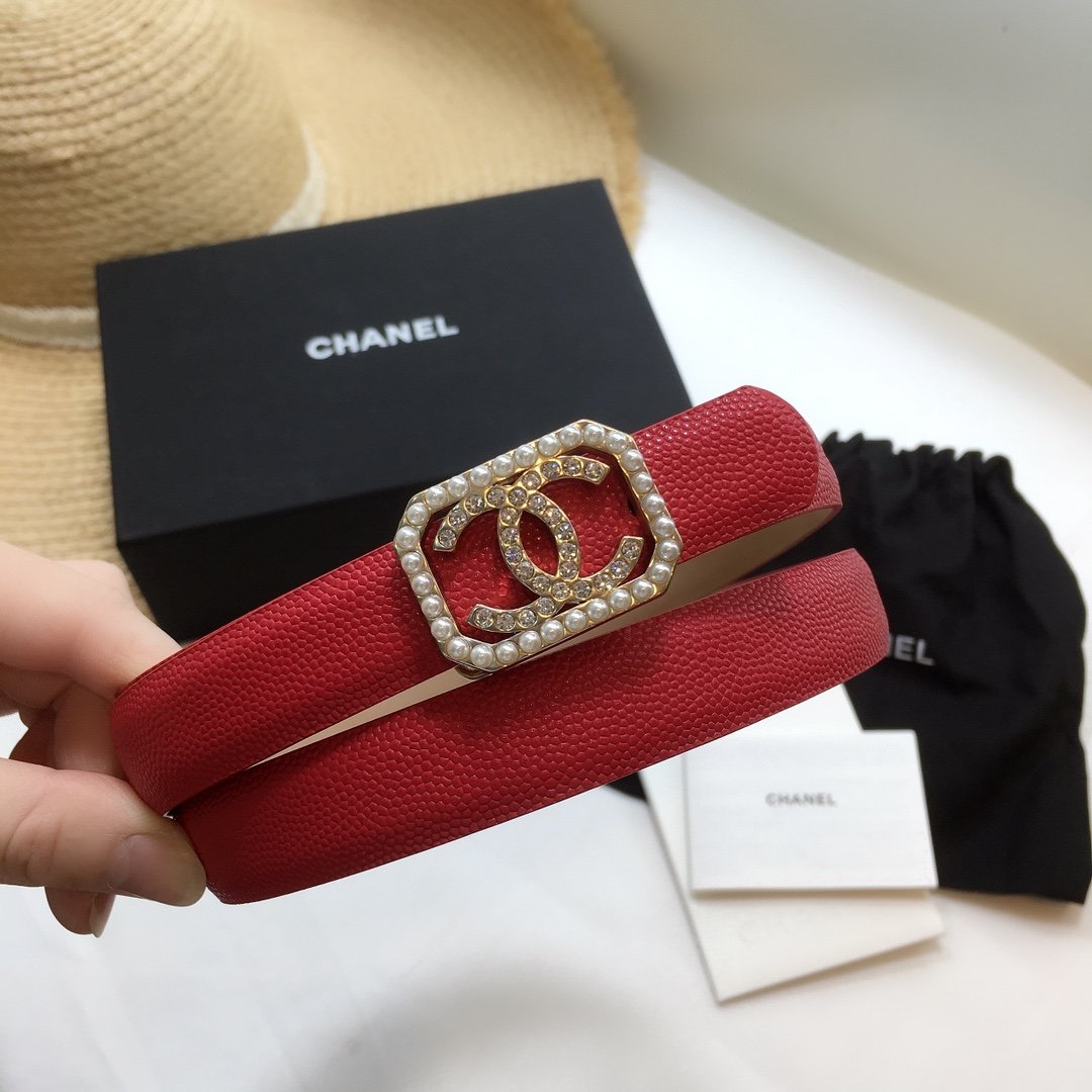 Chanel Belt With Double C Buckle Red