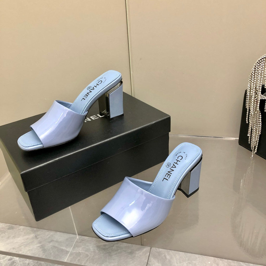 Chanel Mules Jade Blue
