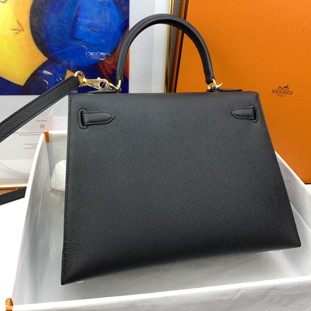 Hermes Kelly 28 Togo Gold Hardware Black