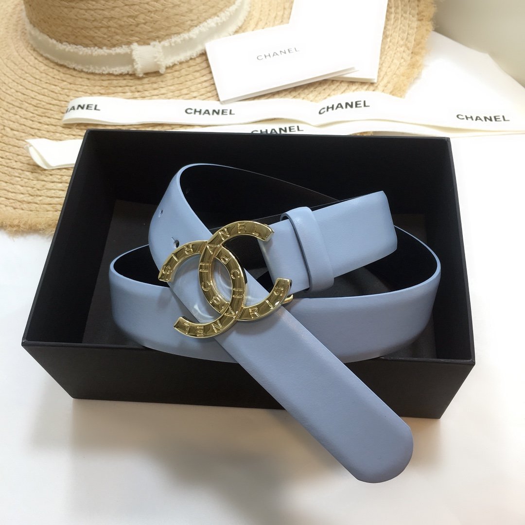 Chanel Belt With Double C Buckle Blue