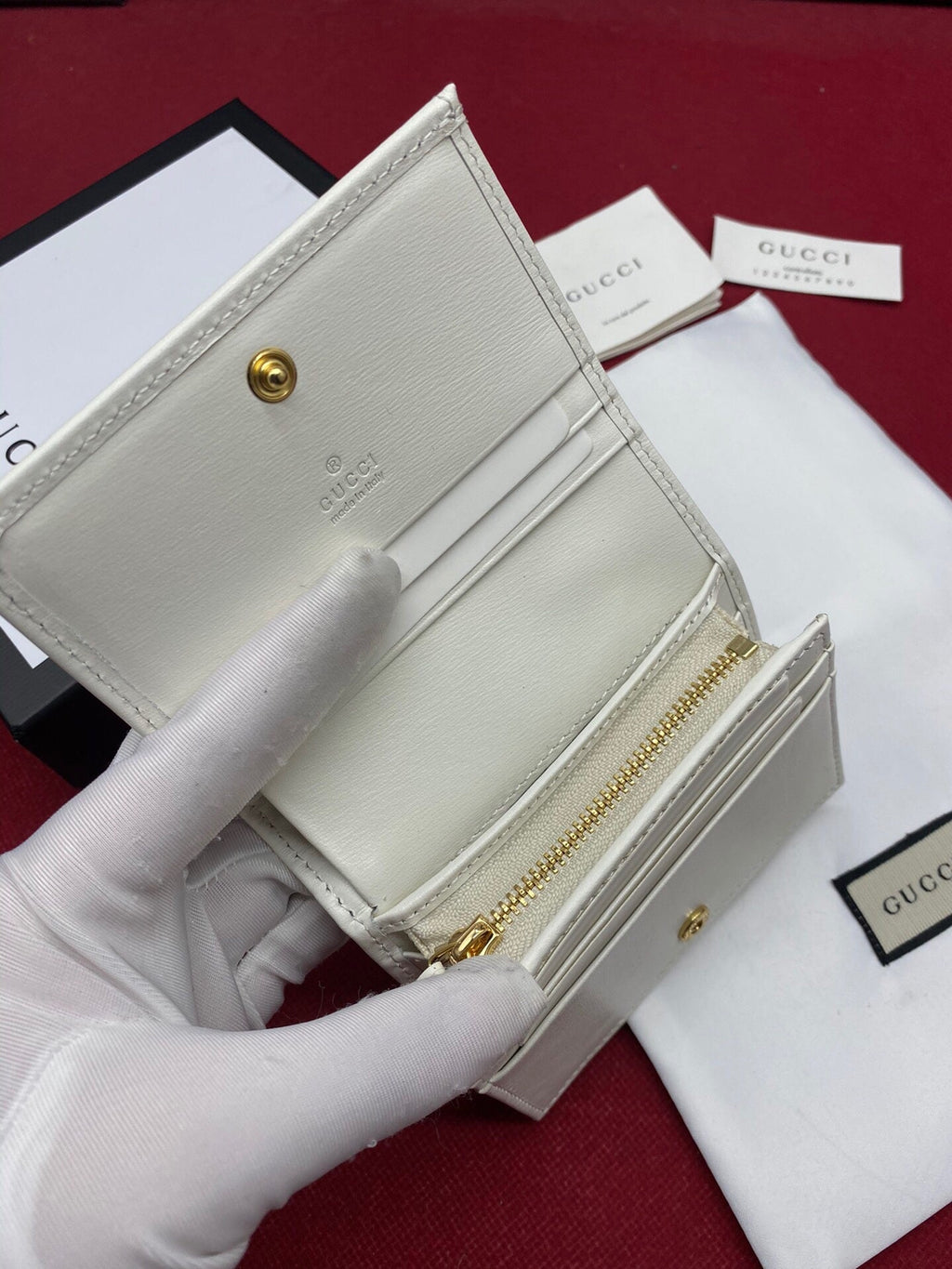 Gucci Horsebit 1955 White Card Case 11cm