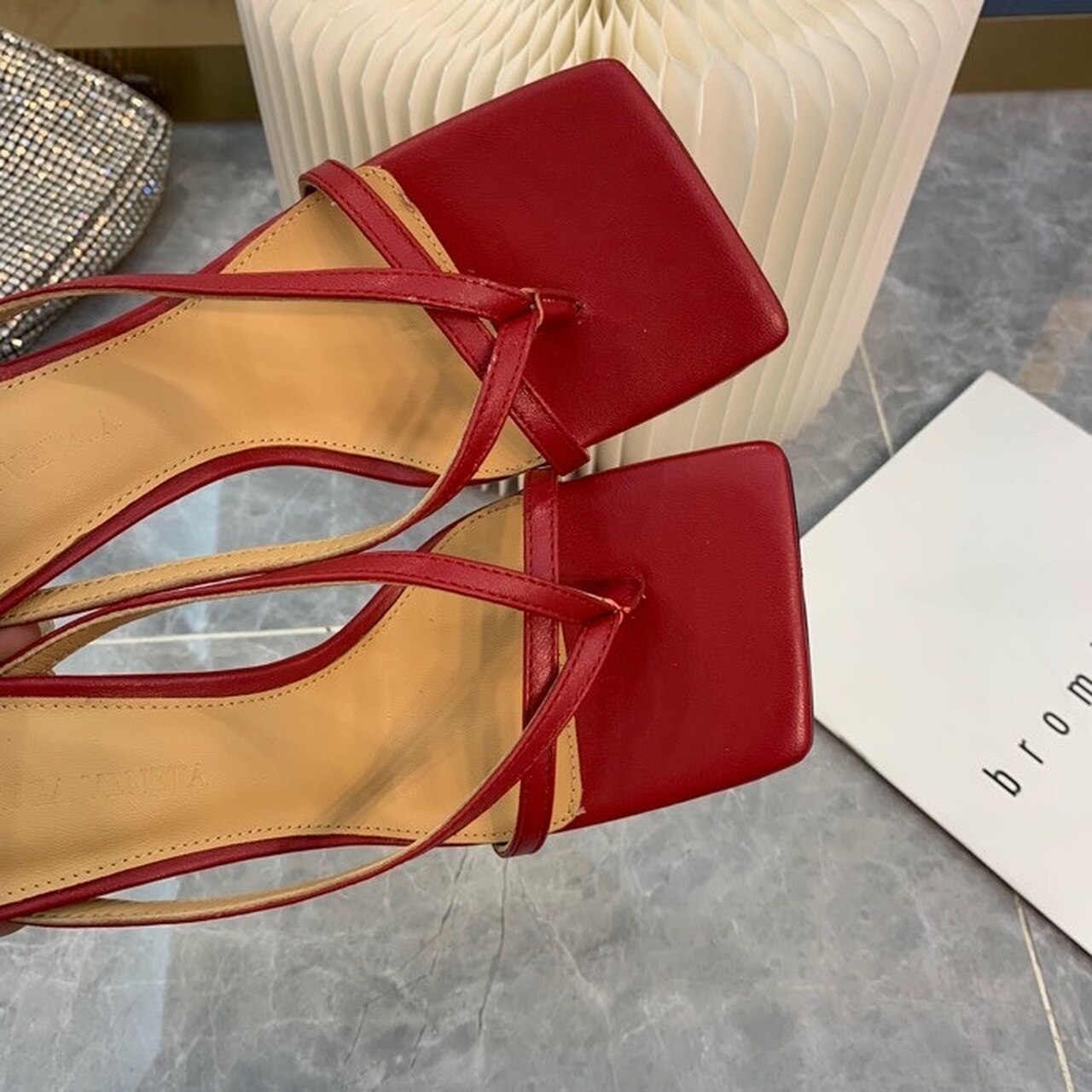 Bottega Veneta Stretch Sandals 9cm Heel Lambskin Leather Spring/Summer 2020 Collection, Burgundy