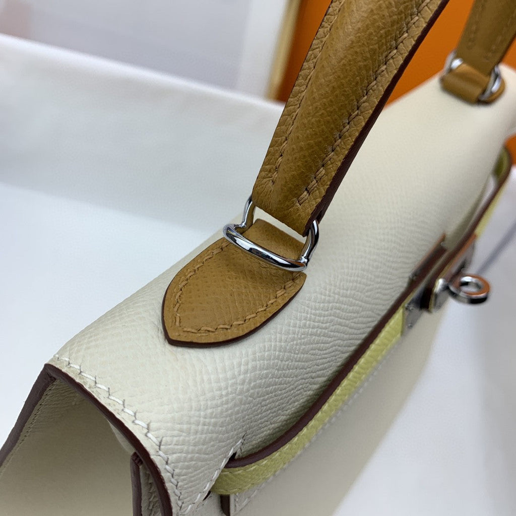 Hermes Kelly 25 Togo Silver Hardware White