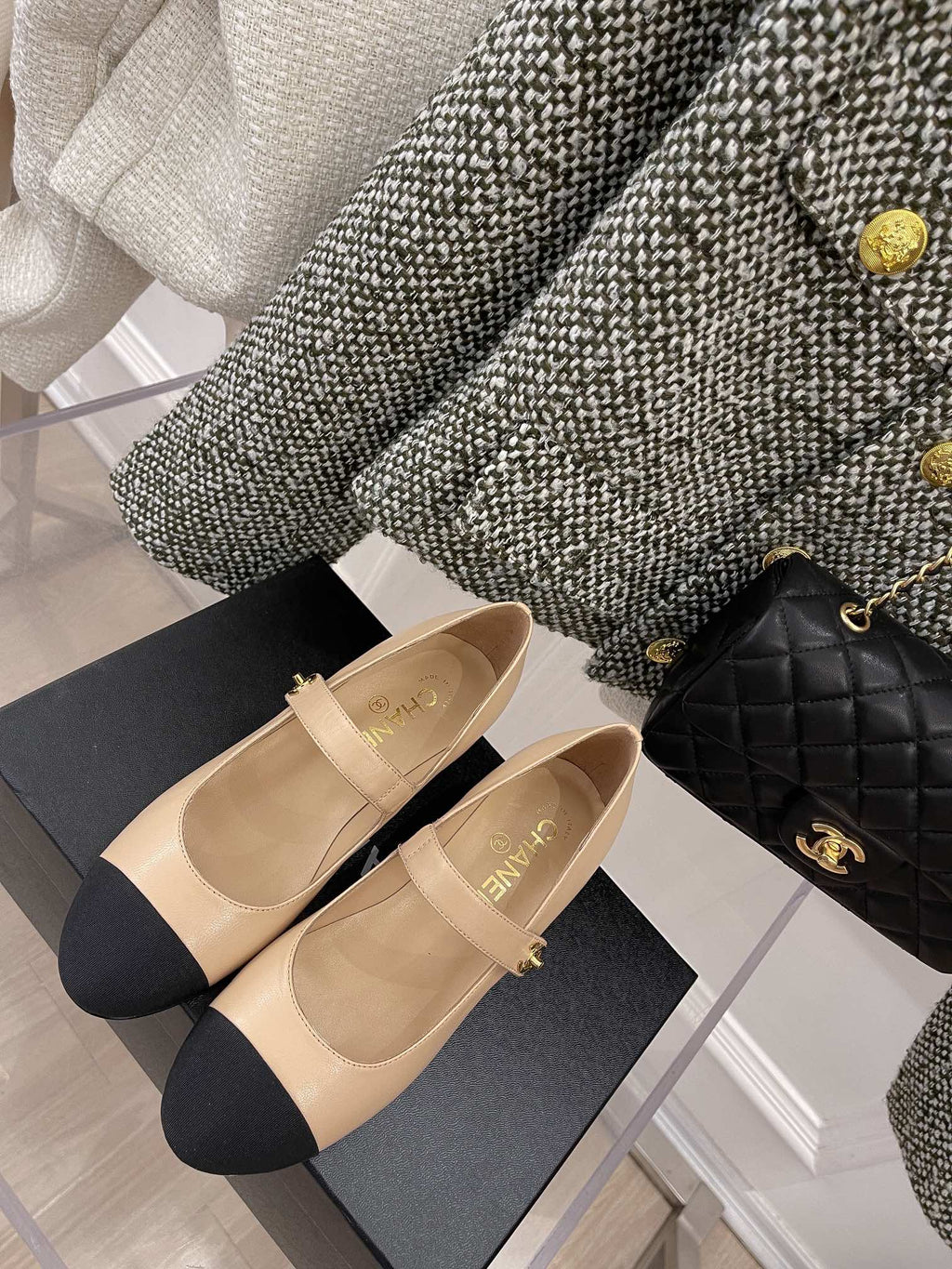 Chanel Sling Back 0.8 Inches Beige