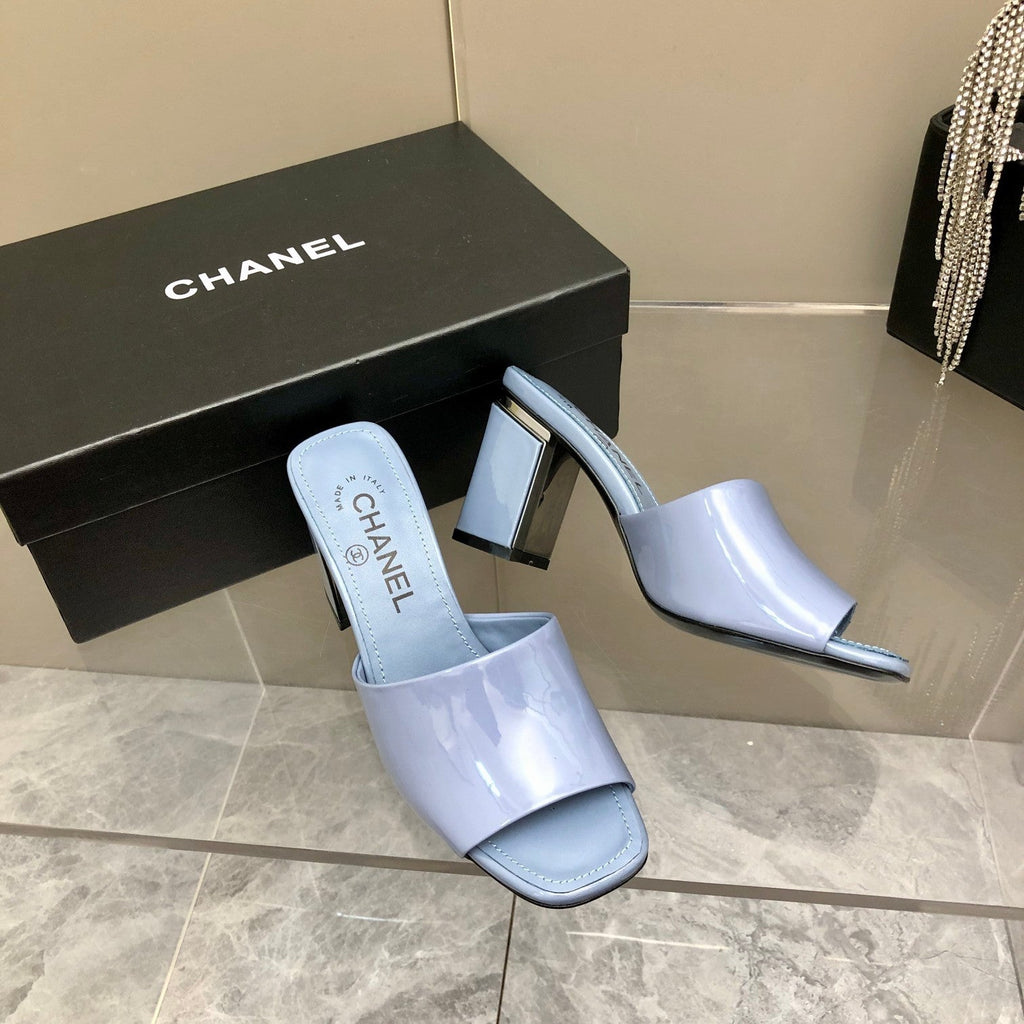 Chanel Mules Jade Blue