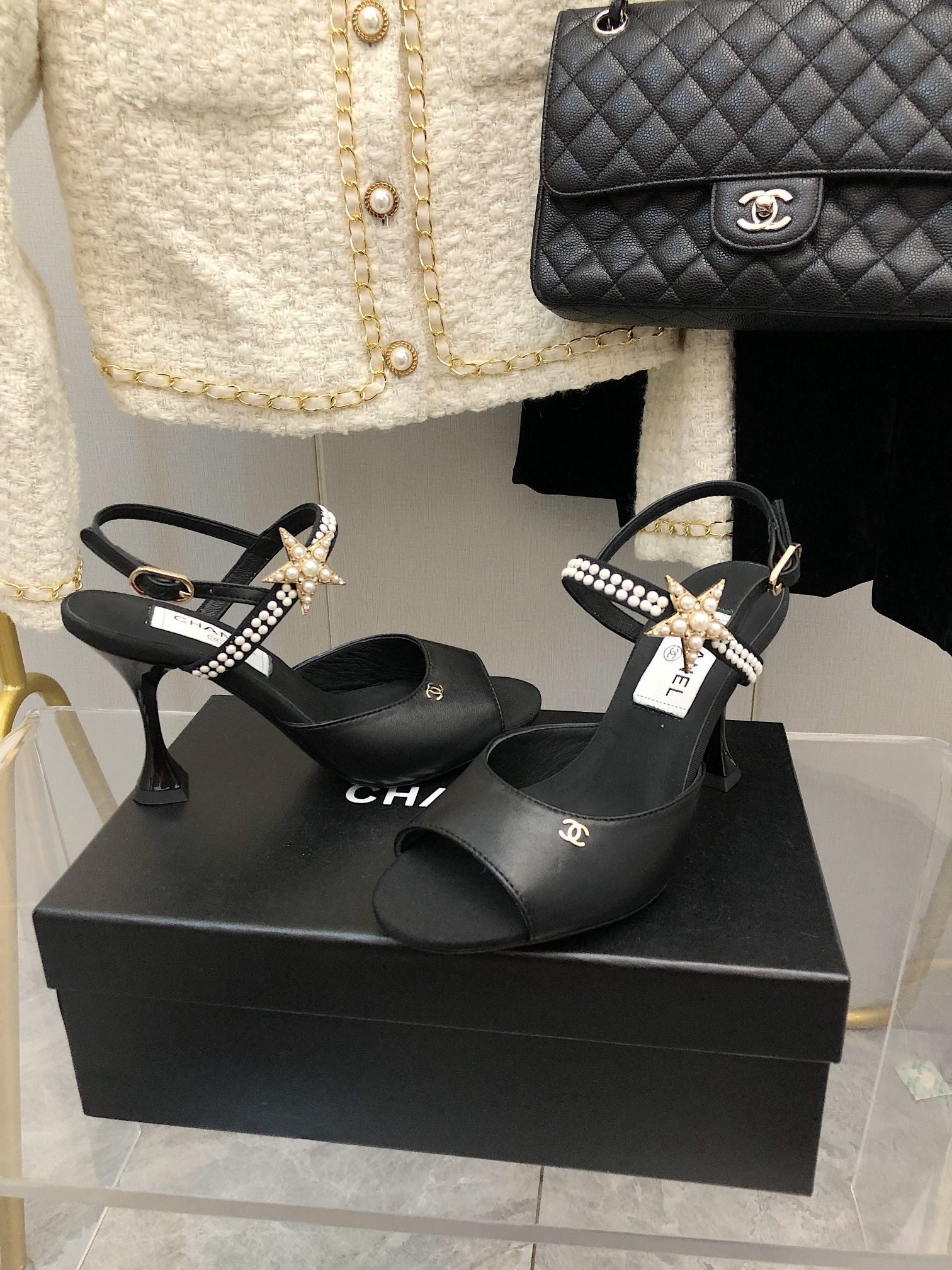 Chanel Open Shoes Black