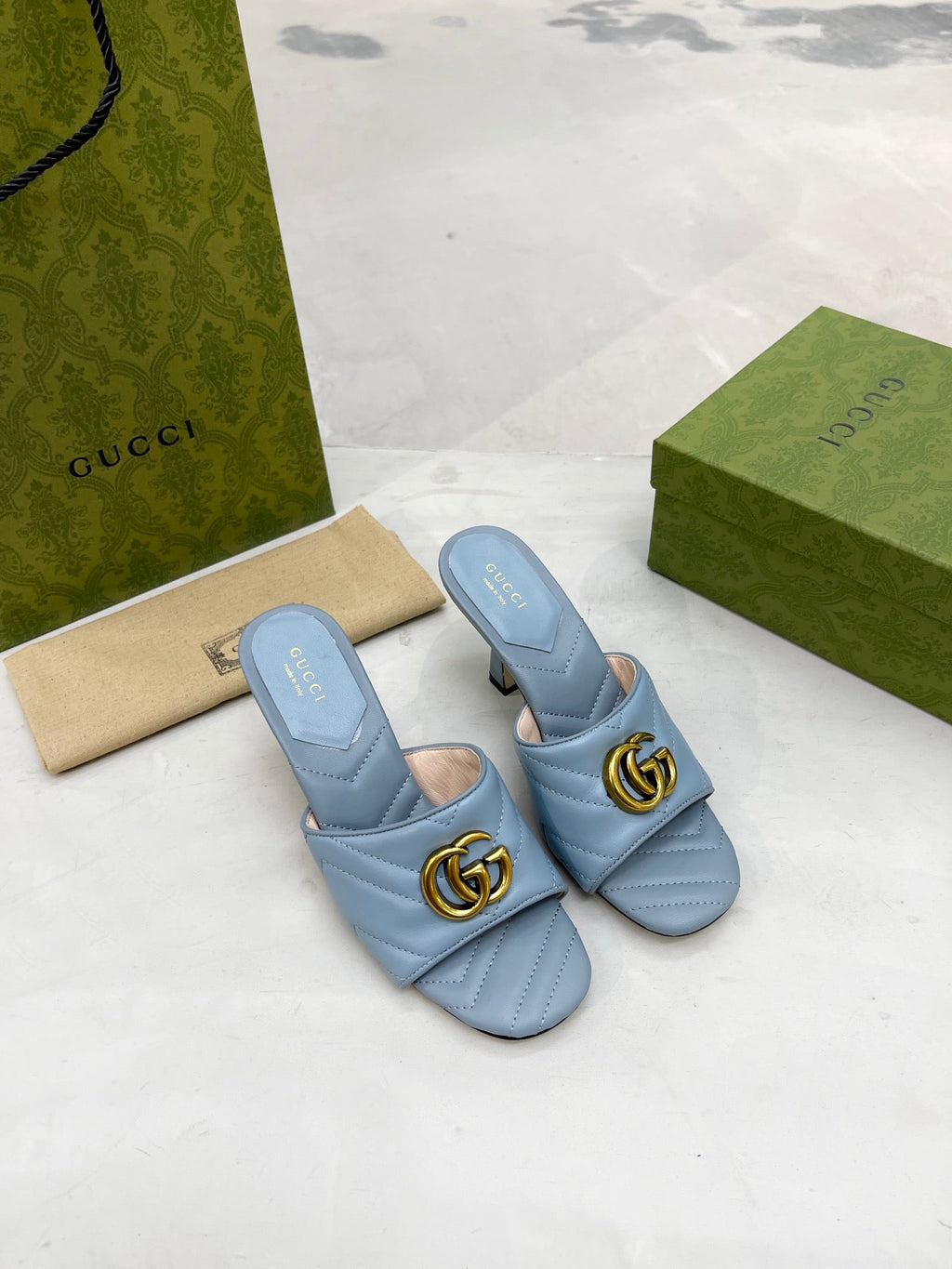 Gucci Double G Slide Sandal Blue