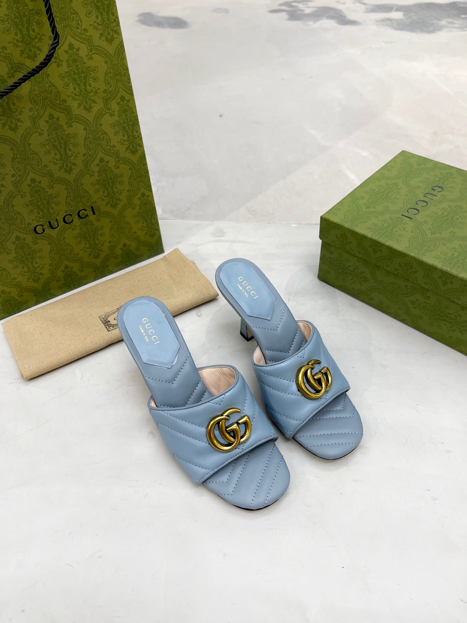 Gucci Double G Slide Sandal Blue
