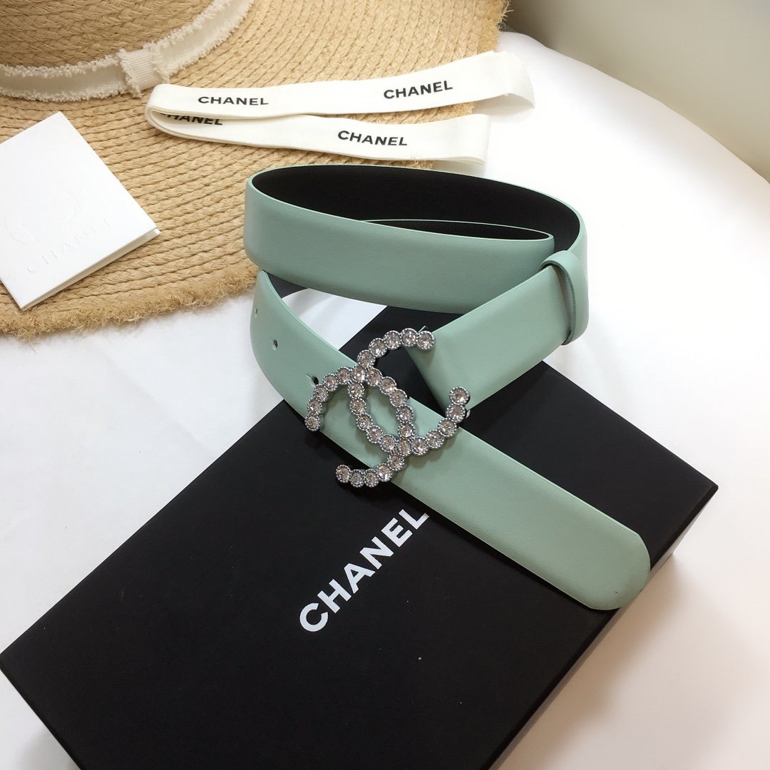Chanel Belt With Beaded Buckle Jade Green