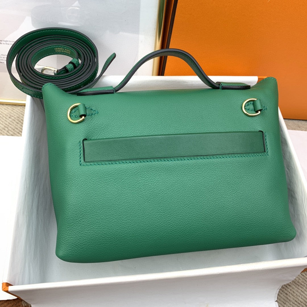 Hermes 24 24 21cm Noir Black Clémence Green