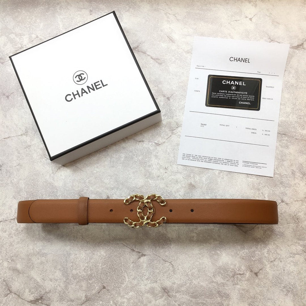 Chanel Belt With Double C Buckle Brown