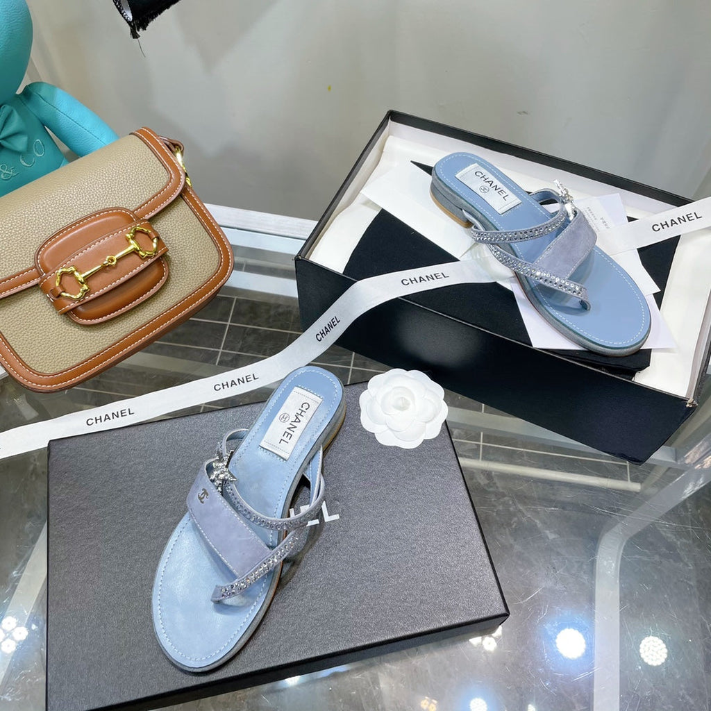 Chanel Sandals Emerald Blue