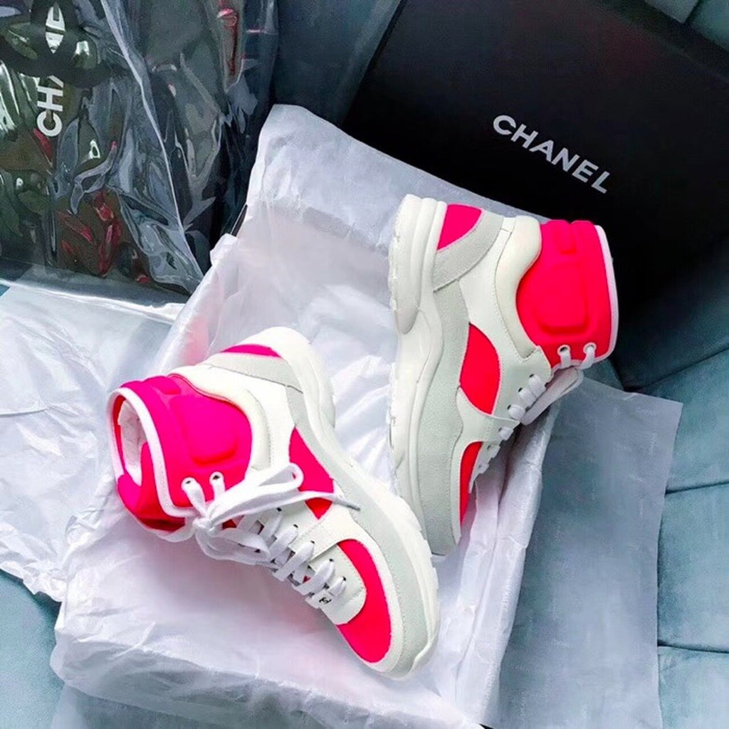 Fabric Hightop Sneakers Spring/Summer Act 2 Collection Hot Pink/White/Grey