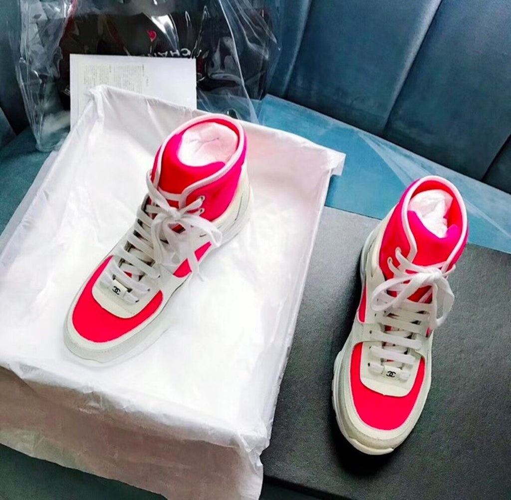 Fabric Hightop Sneakers Spring/Summer Act 2 Collection Hot Pink/White/Grey