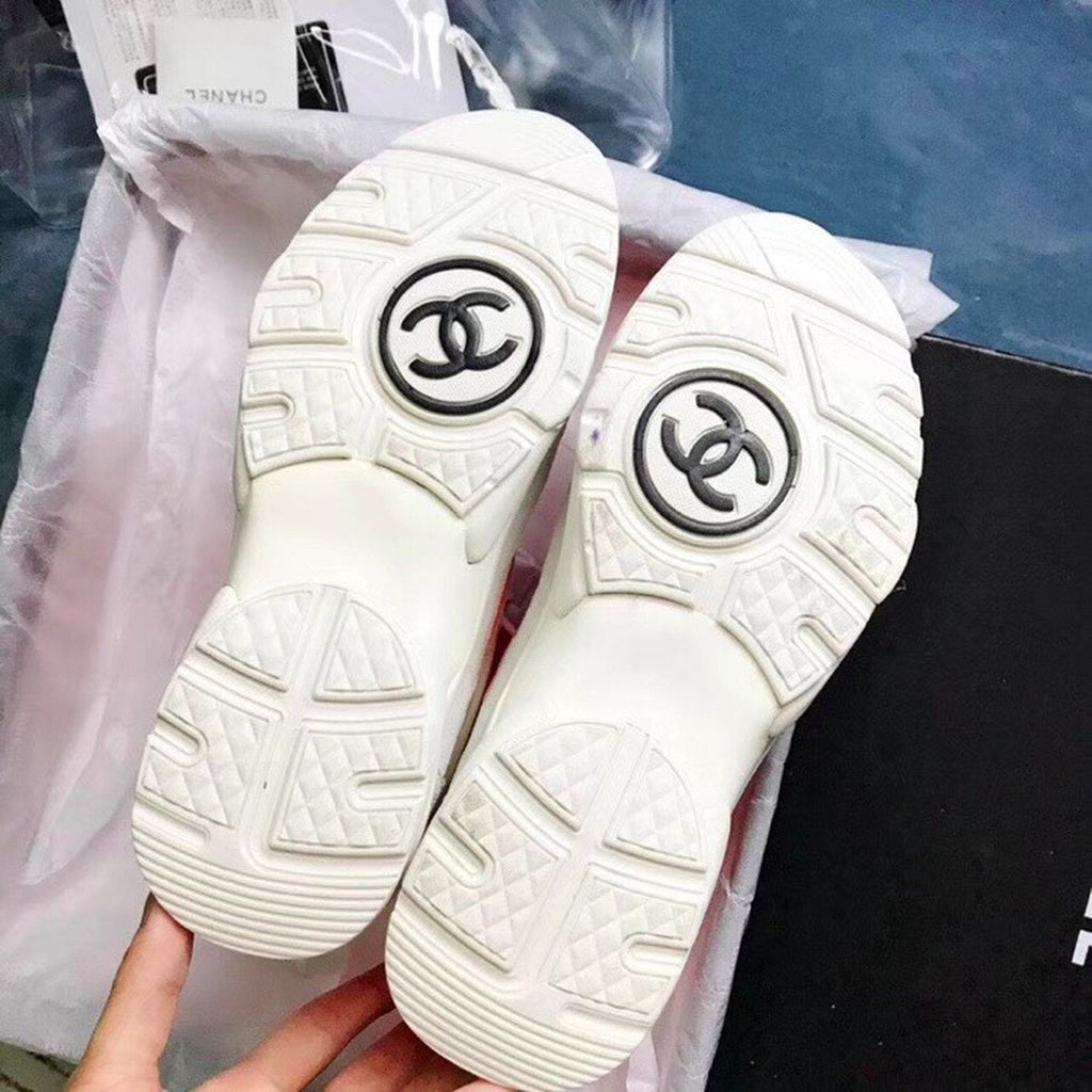 Chanel Hightop Sneakers Spring/Summer Act 2 Collection Fluorescent Orange/White/Grey