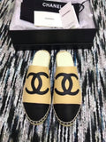 Espadrille Slides Mules Calfskin Leather Spring/Summer Act 2 Collection, Beige/Black