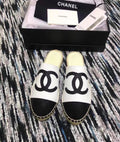 Espadrille Slides Mules Calfskin Leather Spring/Summer Act 2 Collection White/Black