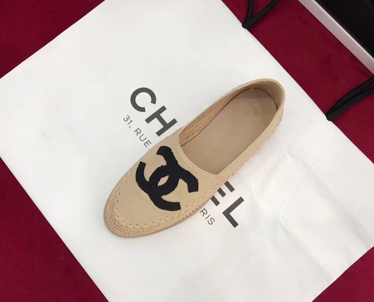 Fabric/Grosgrain Perforated Espadrilles Calfskin Leather Spring/Summer Act 2 Collection Beige/Black