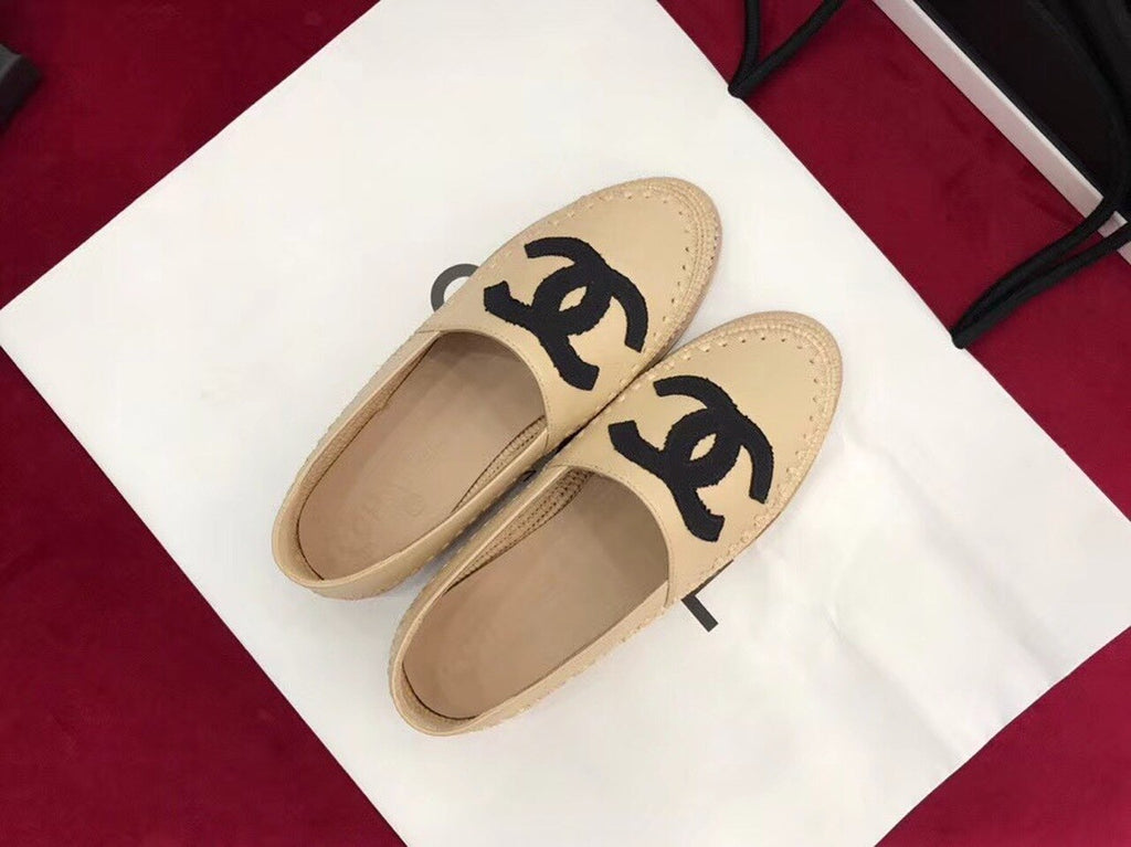 Fabric/Grosgrain Perforated Espadrilles Calfskin Leather Spring/Summer Act 2 Collection Beige/Black