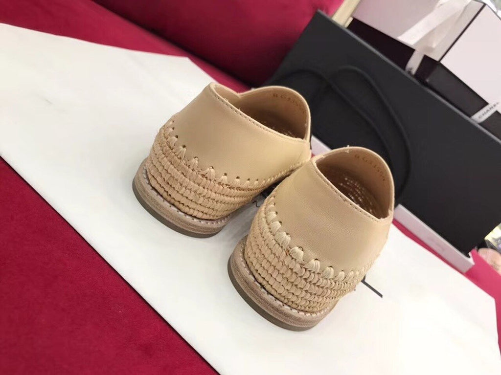Fabric/Grosgrain Perforated Espadrilles Calfskin Leather Spring/Summer Act 2 Collection Beige/Black