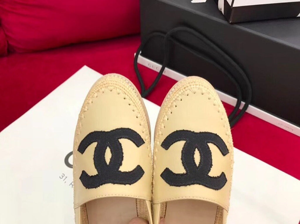 Fabric/Grosgrain Perforated Espadrilles Calfskin Leather Spring/Summer Act 2 Collection Beige/Black