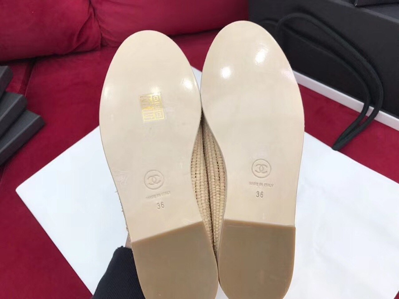 Fabric/Grosgrain Perforated Espadrilles Calfskin Leather Spring/Summer Act 2 Collection Beige/Black