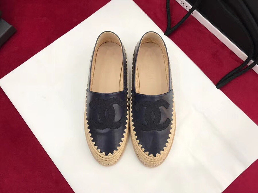 Chanel Fabric/Grosgrain Perforated Espadrilles Calfskin Leather Spring/Summer Act 2 Collection Navy Blue