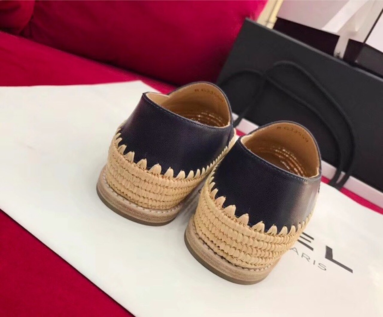Chanel Fabric/Grosgrain Perforated Espadrilles Calfskin Leather Spring/Summer Act 2 Collection Navy Blue