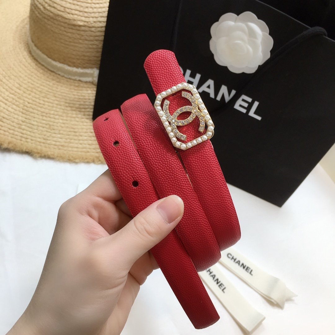 Chanel Belt With Double C Buckle Red