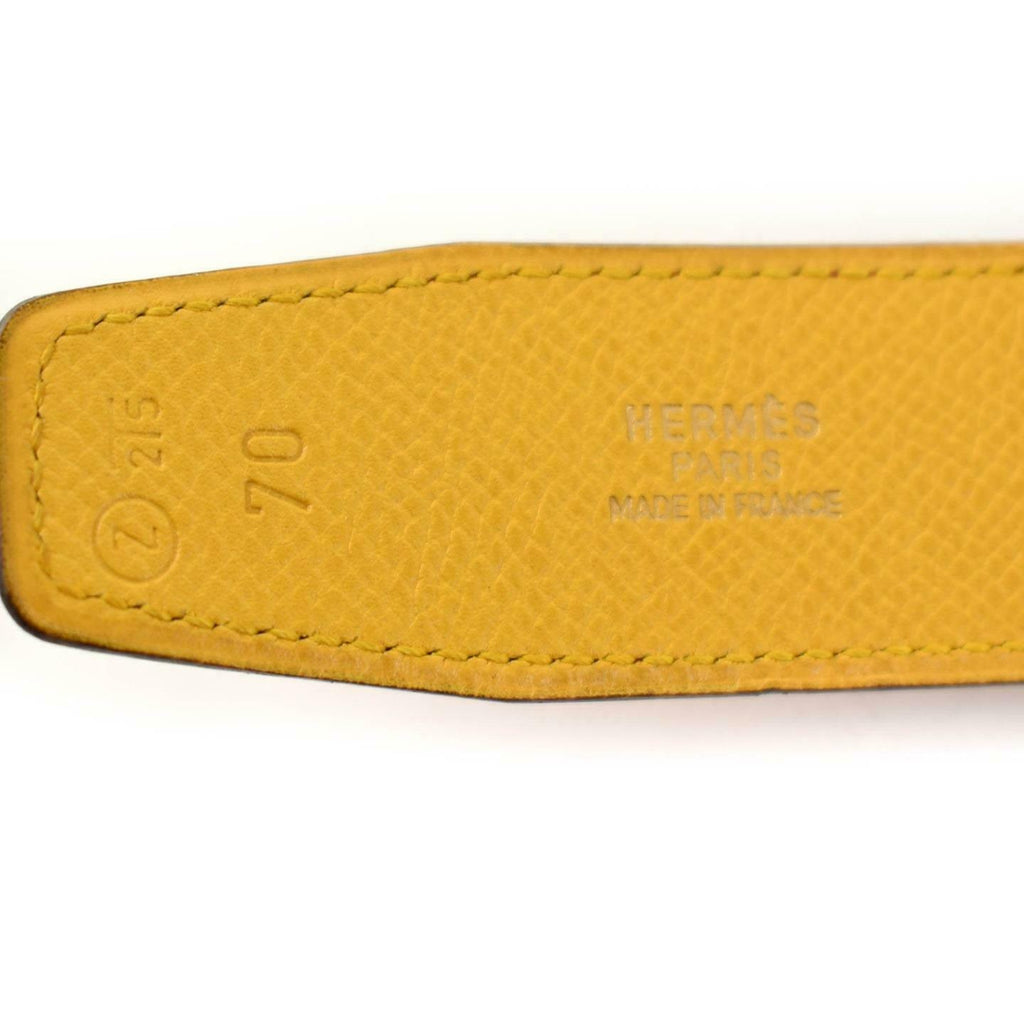 HERMES: Red/Golden Yellow Reversible Leather & "H" Logo Belt fits 26"- 28" (vp)