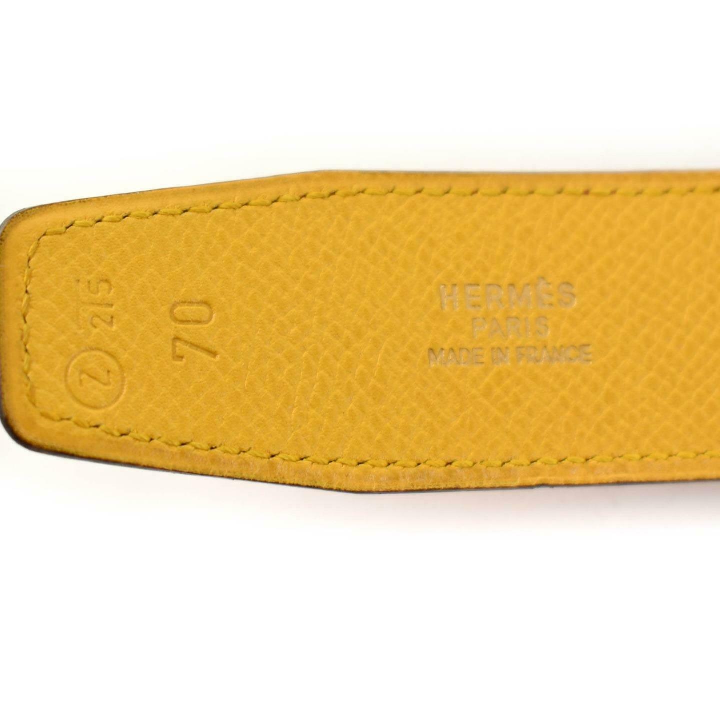 HERMES: Red/Golden Yellow Reversible Leather & "H" Logo Belt fits 26"- 28" (vp)