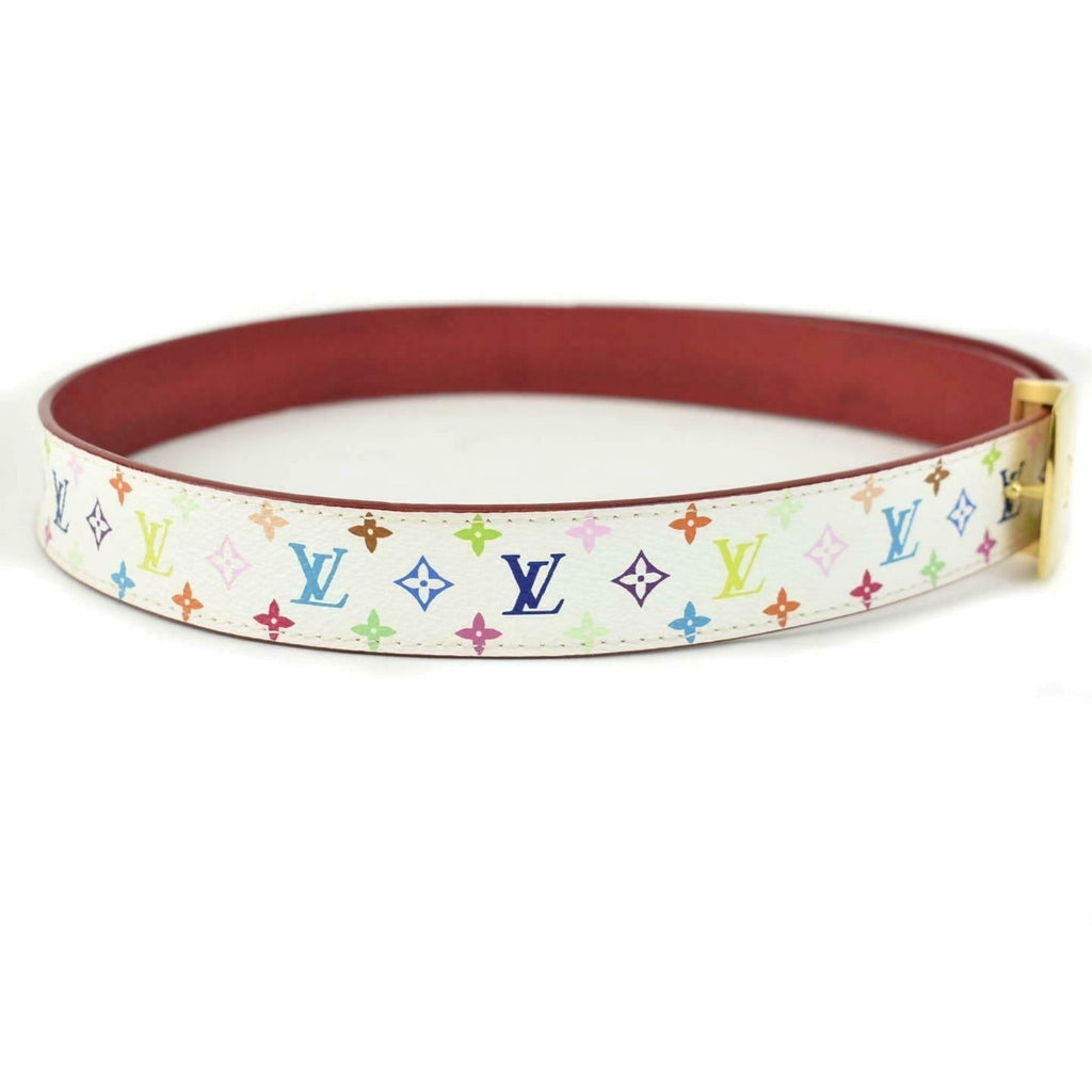LOUIS VUITTON: Multicolor, "Murakami LV" Logo Belt fits 31"- 35" (mz)