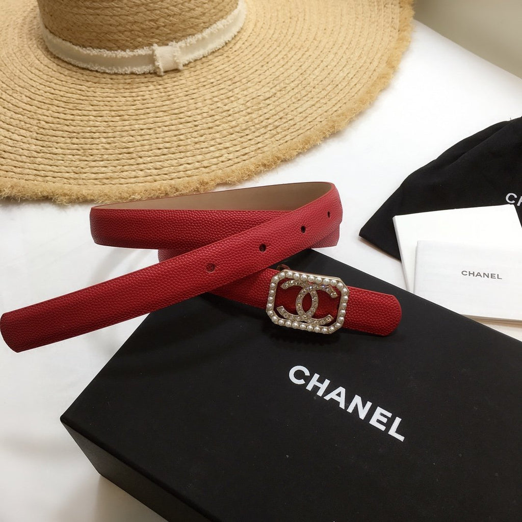 Chanel Belt With Double C Buckle Red